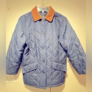 Women’s Lauren by Ralph Lauren Navy Quilted Field Jacket with Corduroy Collar